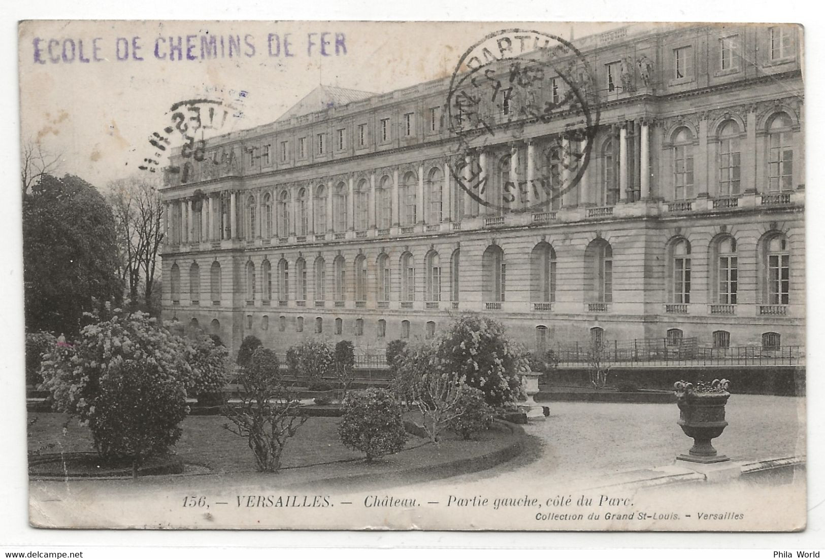 WW1 1916 TRAIN ECOLE CHEMINS DE FER Versailles CP En Franchise Militaire Cachet DESTINATAIRE PAS PU ETRE ATTEINT > NIORT - 1. Weltkrieg 1914-1918