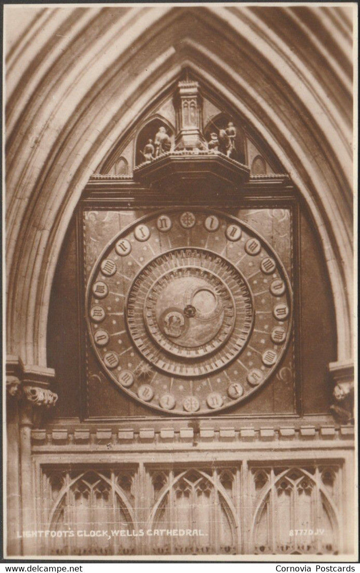 Lightfoots Clock, Wells Cathedral, Somerset, C.1930s - Phillips RP Postcard - Wells