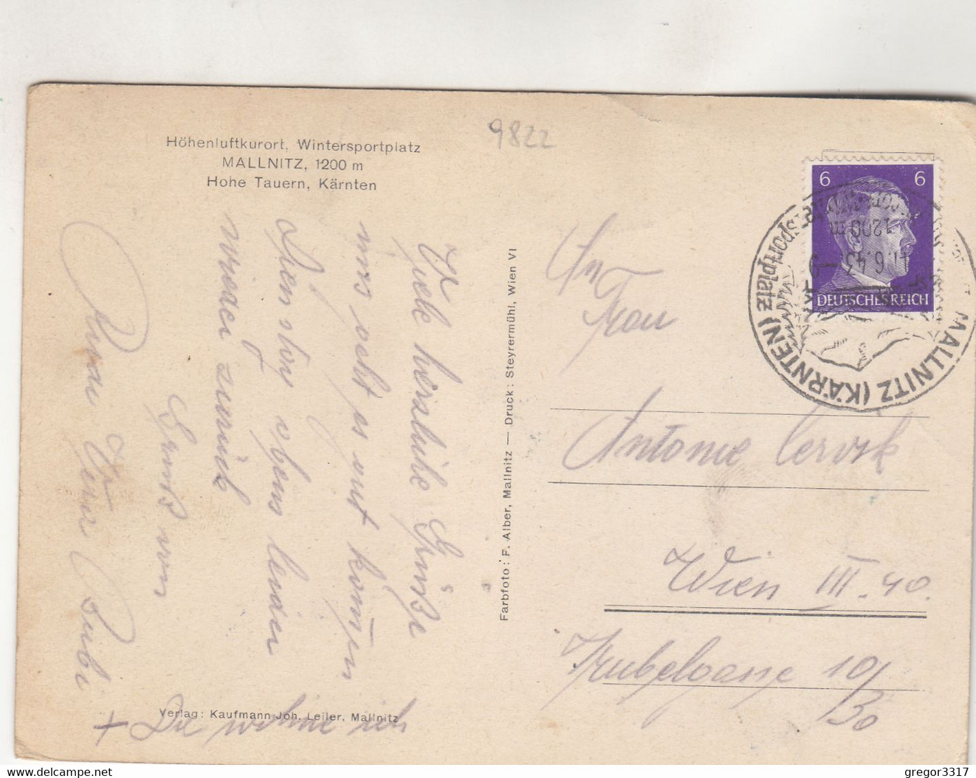 B5464) MALLNITZ - Hohe Tauern - Kärnten - Sehr Alte Farb Variante F. Alber 1943 !! - Mallnitz