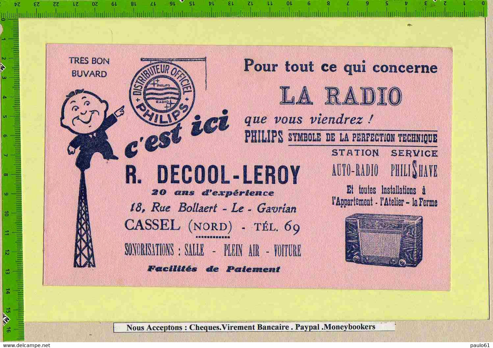 BUVARD :Tout Ce Qui Concerne La Radio  Decool Leroy Cassel Rose - Electricité & Gaz