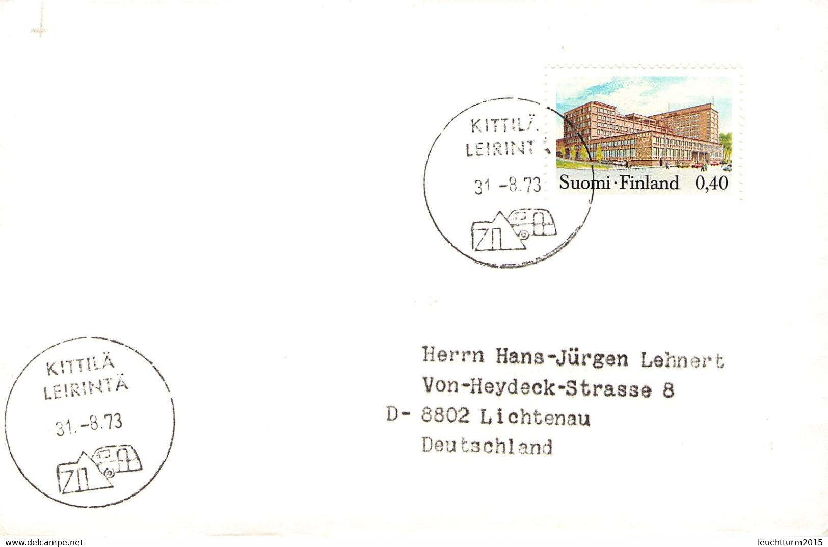 FINLAND - 1973 LETTER KITTILÄ LEIRINTÄ > DE / ZO398 - Storia Postale