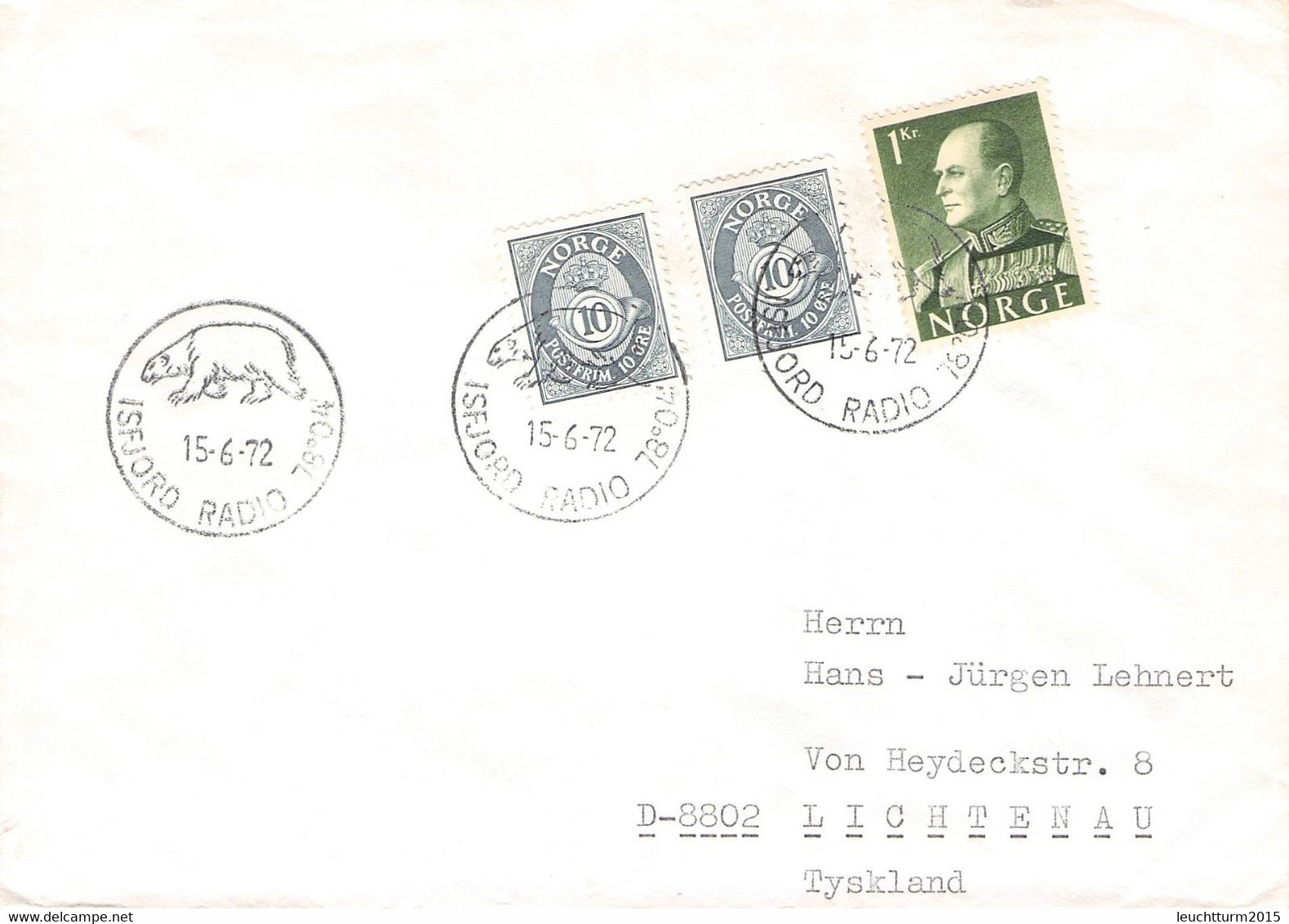 NORWAY - LETTER 1972 ISFJORD RADIO (SPITSBERGEN) > DE / ZO400 - Briefe U. Dokumente