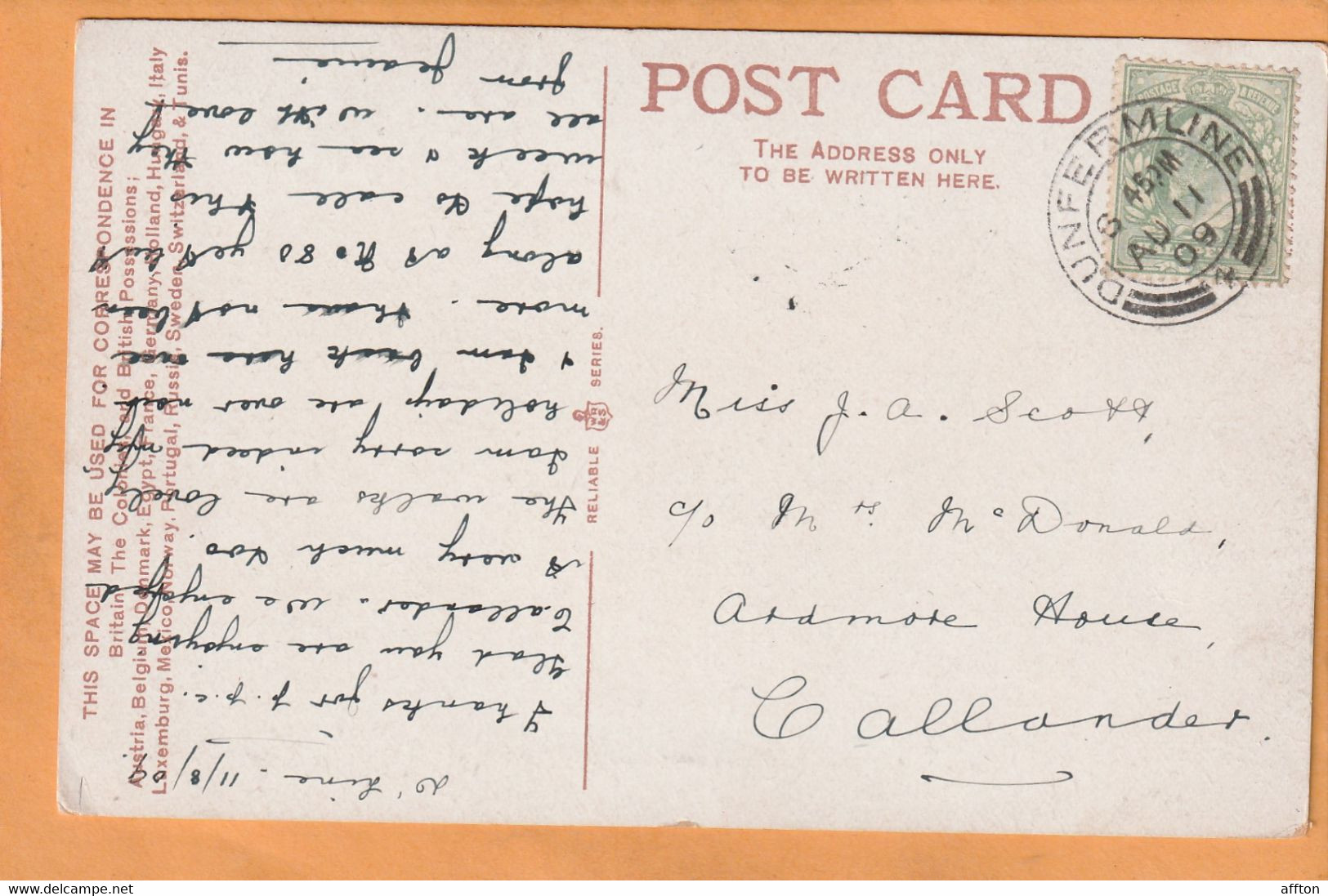 Dunfermline UK 1909 Postcard - Fife