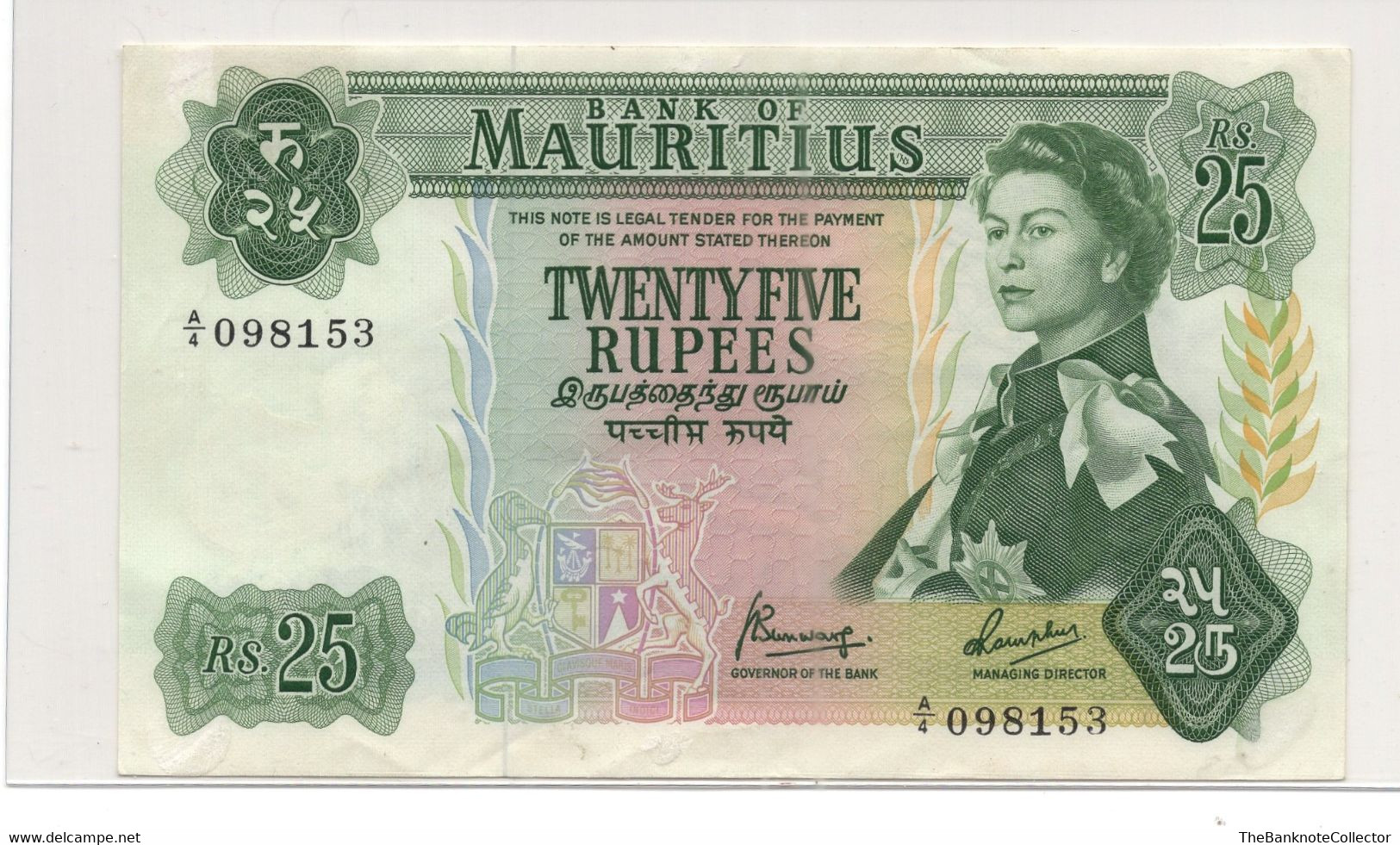 Mauritius 25 Rupees ND 1967 QEII P-32 EF - Mauricio