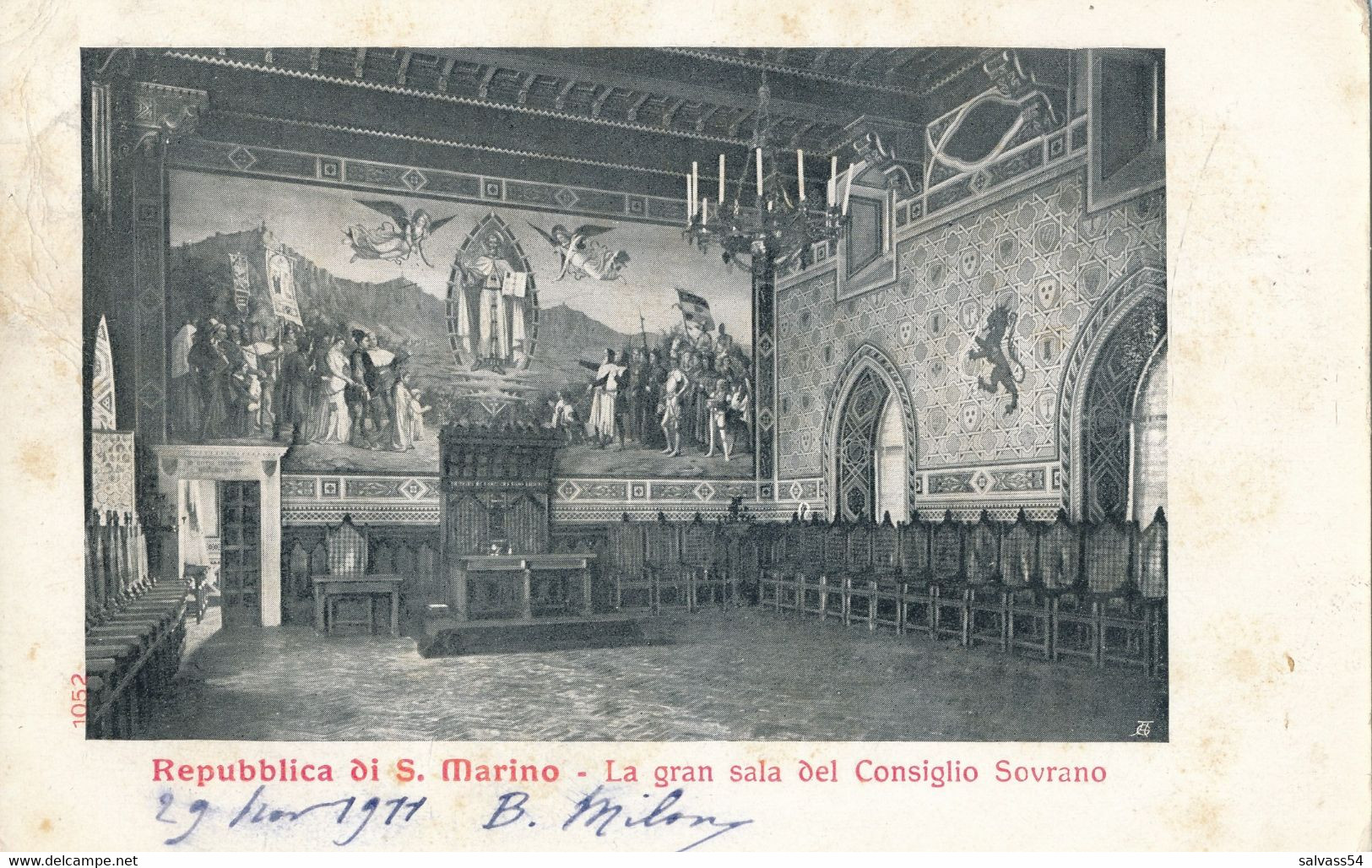 Républica Di San Marino - La Gran Sala Del Consiglio Sovrano (1911) RARA !! - San Marino