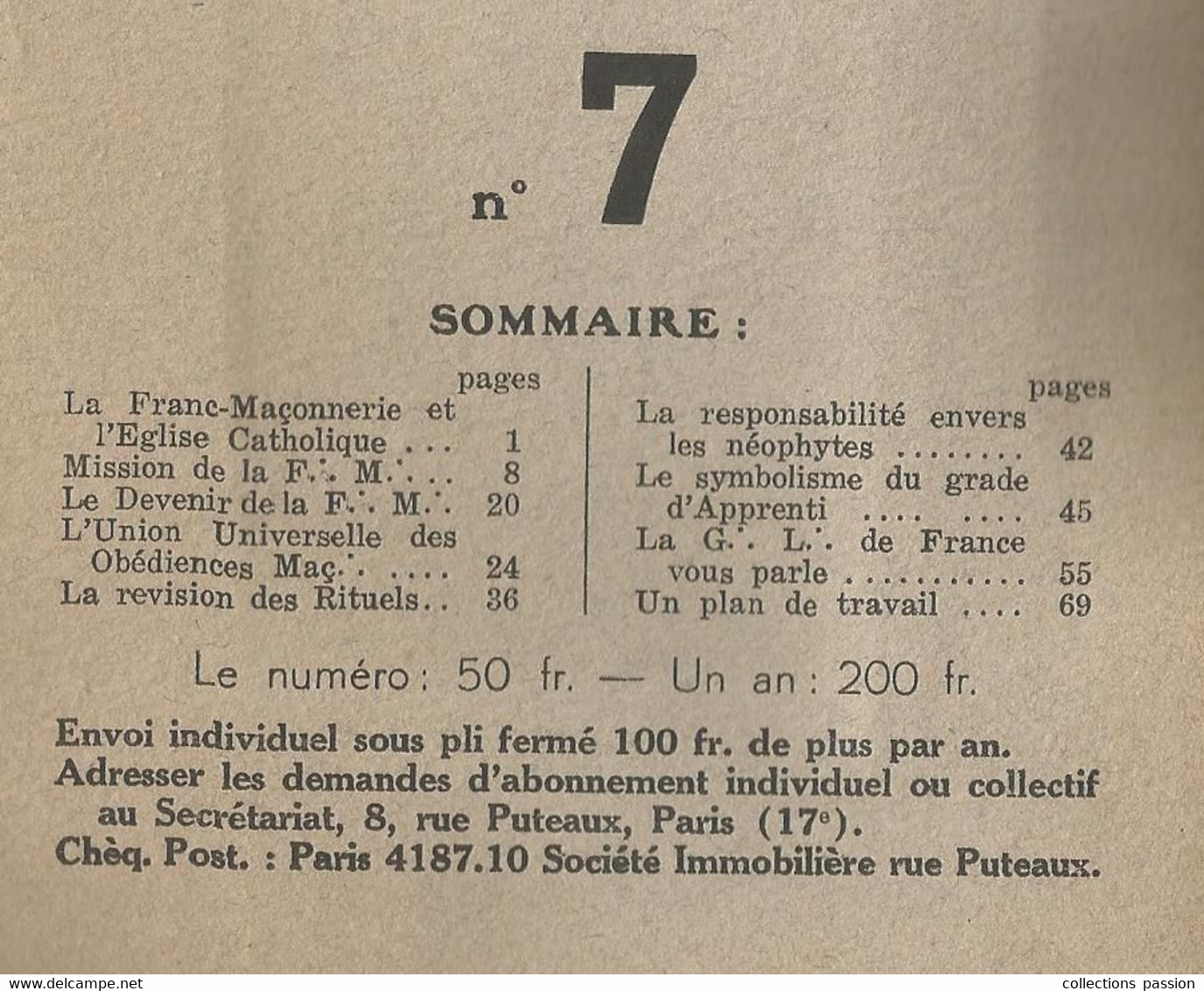 ésotérisme, Les Cahiers De La GRANDE LOGE DE FRANCE , N° 7 , 1948 , 72 Pages, 3 Scans, Frais Fr 3.95 E - Esoterik