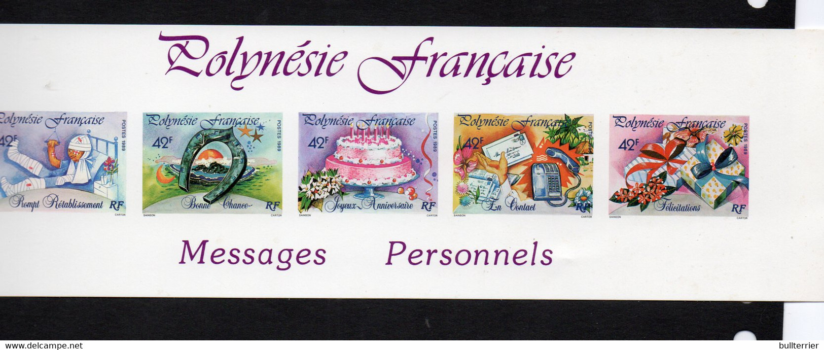FRENCH POLYNESIA-  1989- MESSAGES S/SHEET /CAKE.SICKBED/LETTERS DELUXE PROOF SHEET - Autres & Non Classés