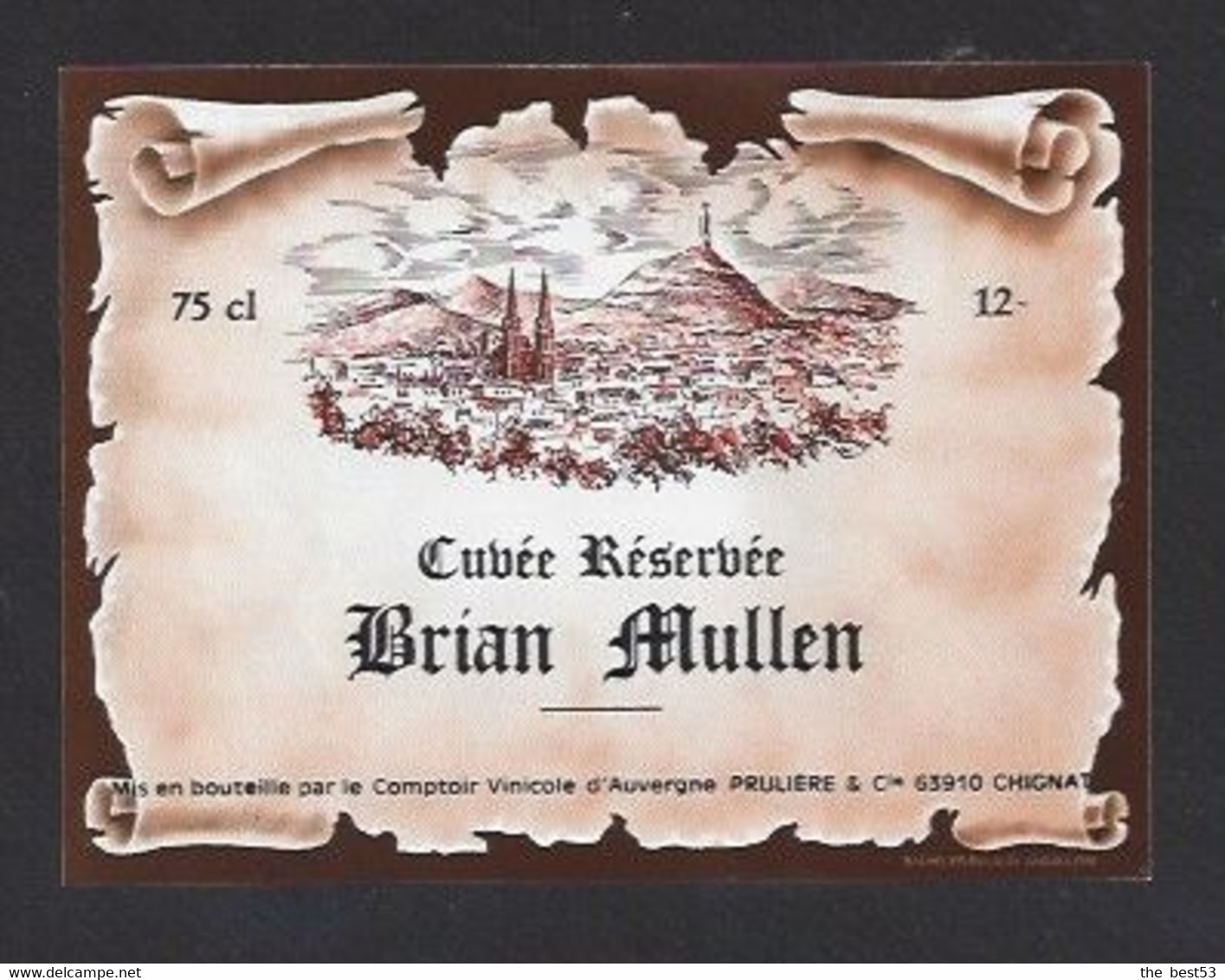 Etiquette De Vin De Table  -  Brian Mullen à Montferrand (63)  - Thème Rugby - Altri & Non Classificati