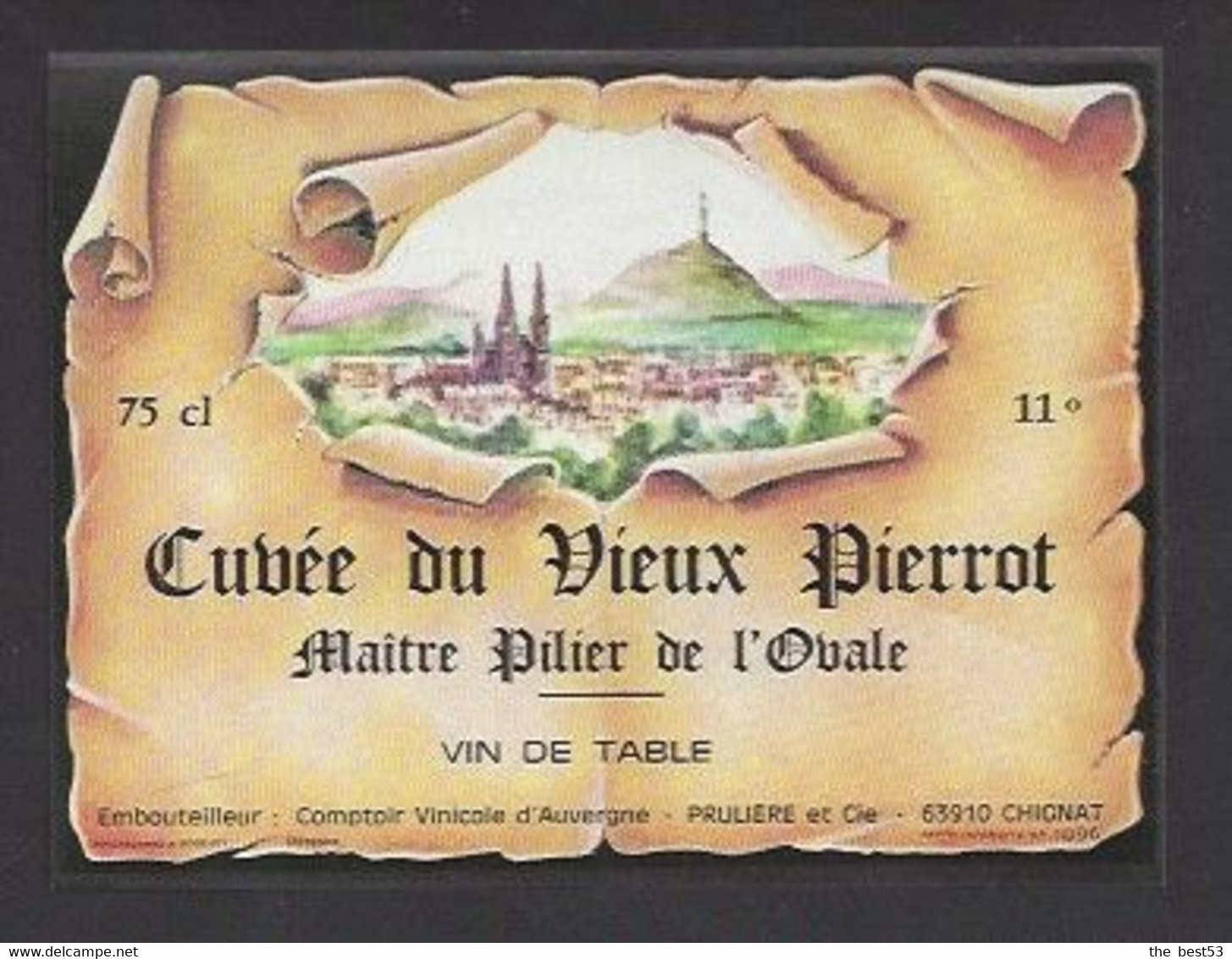 Etiquette De Vin De Table  -  Cuvée Du Vieux Pierrot Maitre Pillier De L'Ovale (63)  - Thème Rugby - Sonstige & Ohne Zuordnung