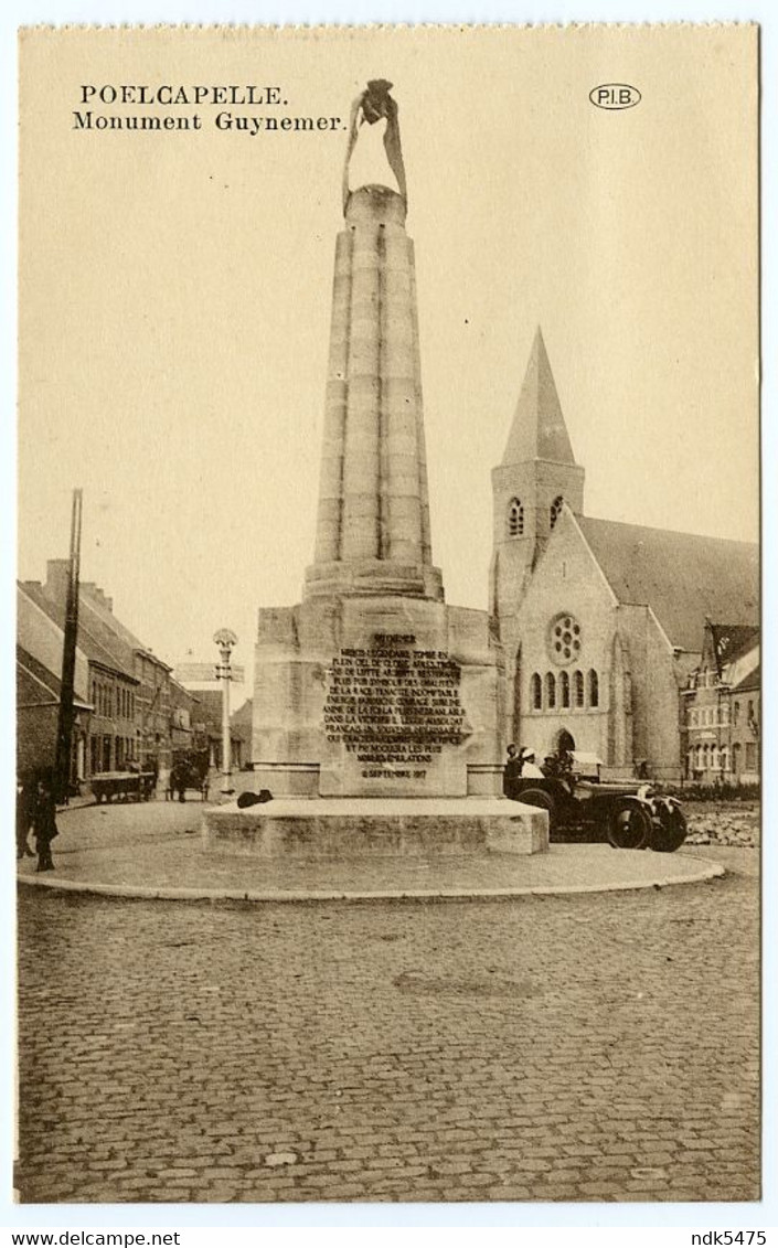 BELGIQUE : POELCAPELLE - MONUMENT GUYNEMER (THE BLUE CARS, BD VAN ISEGHEM, OSTENDE) - Langemark-Poelkapelle