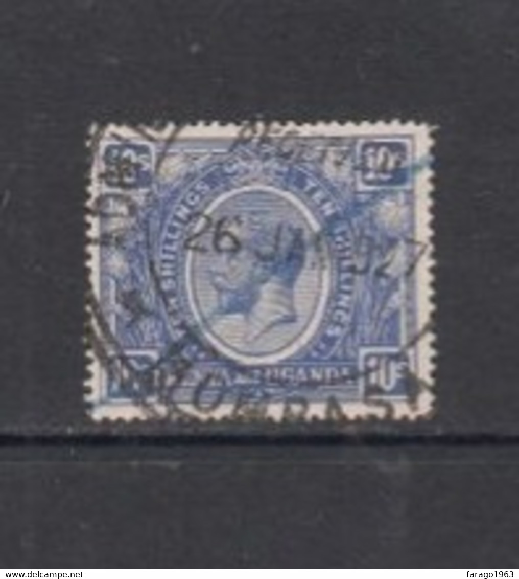 1922 Kenya And Uganda  KGV 10/- Definitive Bright Blue SG 94 With Clear Fiscal Cancel VF USED - Kenya & Uganda