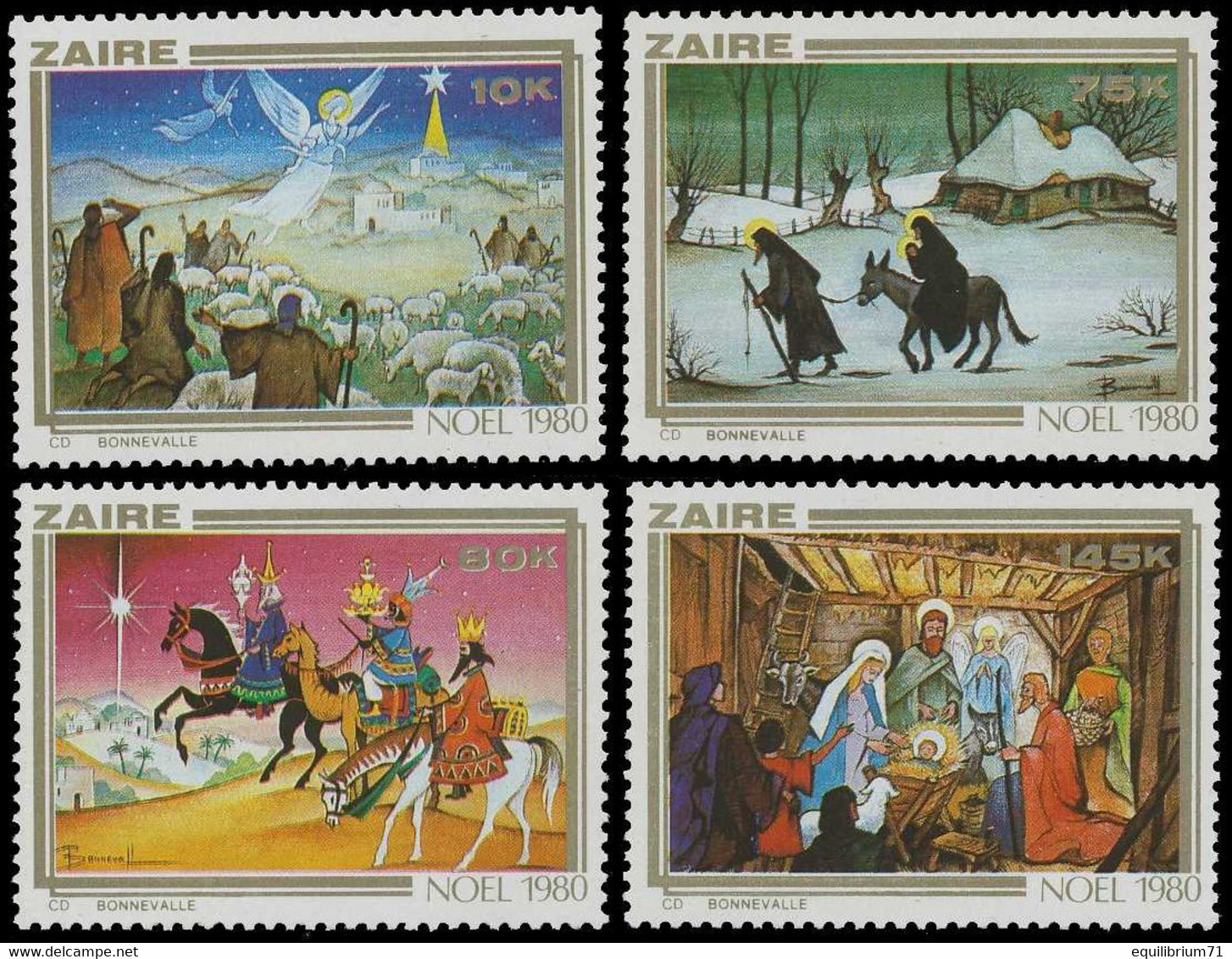 1071/1074** - Noël / Kerstmis / Weihnachten / Christmas - 1980 - ZAÏRE - Tableaux