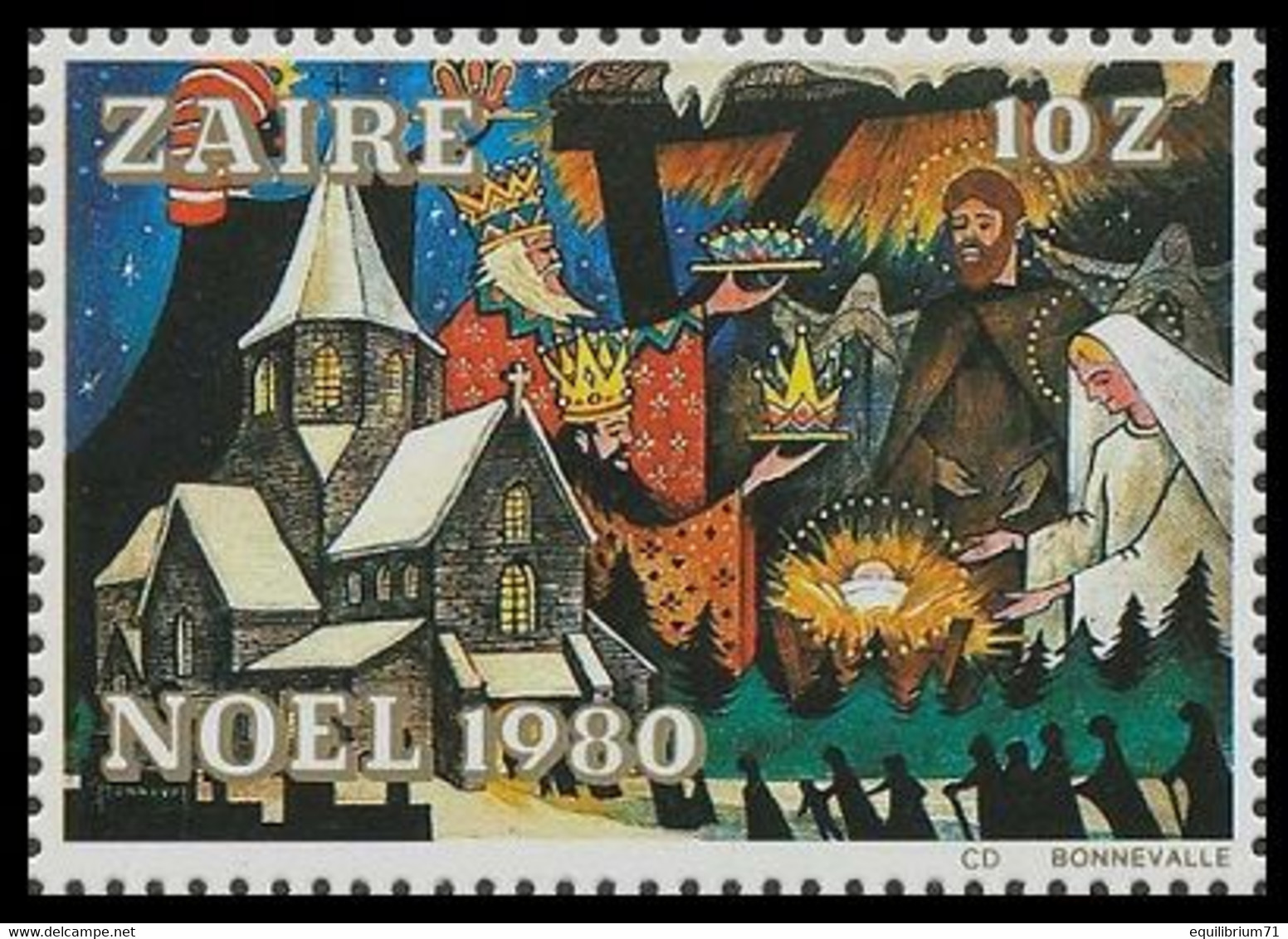 1075**(BL46) - Noël / Kerstmis / Weihnachten / Christmas - 1980 - ZAÏRE - Quadri