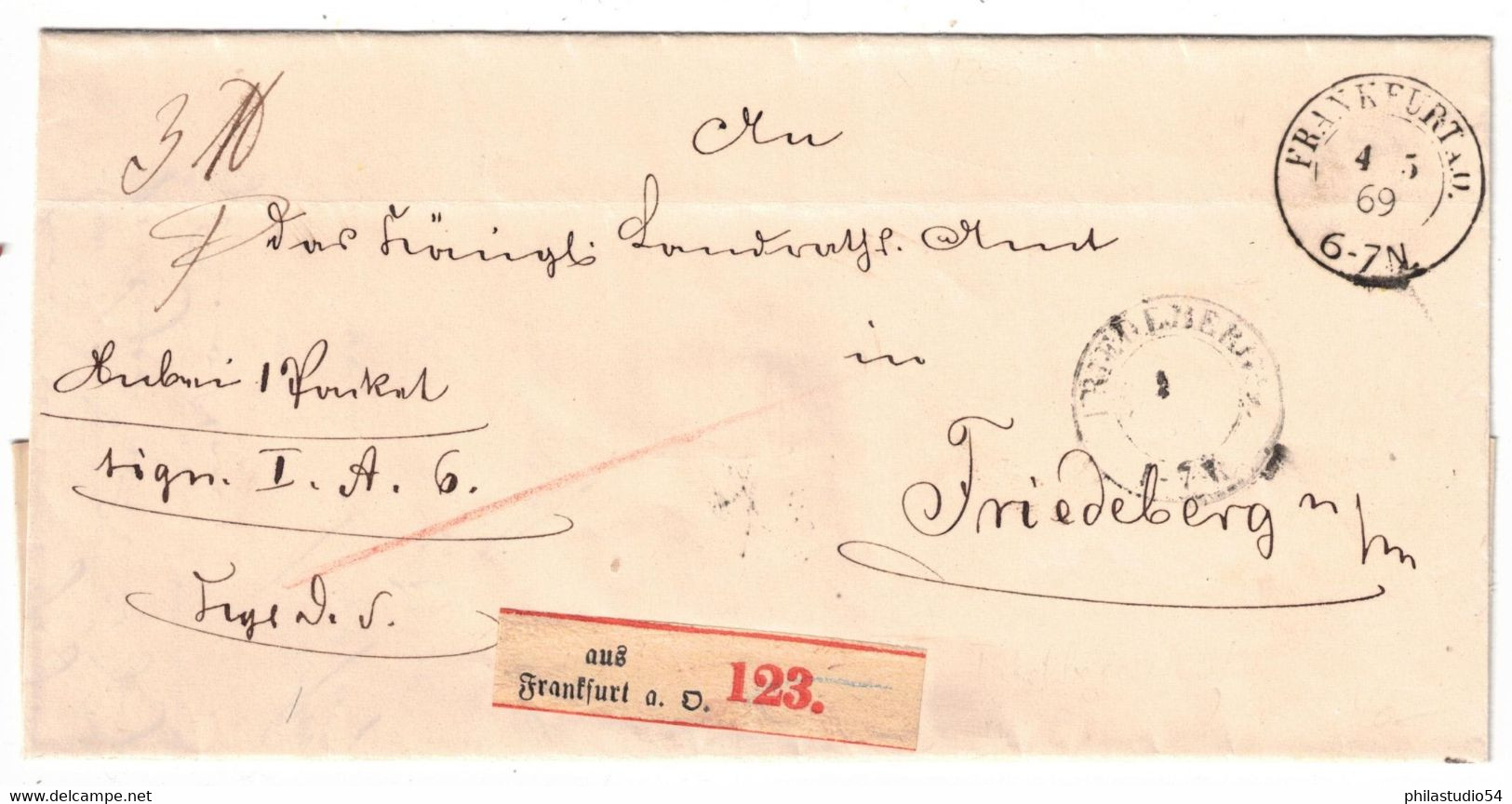1869 Paketbegleitung Ab FRAJFURT A. O. - Brieven En Documenten