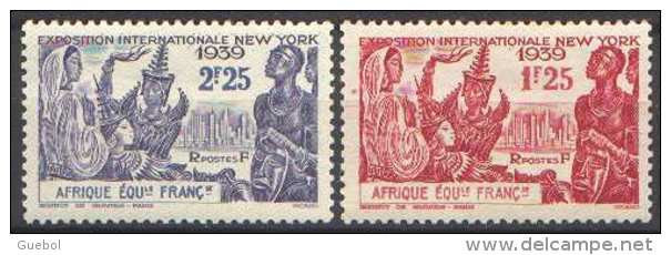 Détail De La Série Exposition Internationale De New York ** Afrique Equatoriale N° 70 Et 71 - 1939 Exposition Internationale De New-York