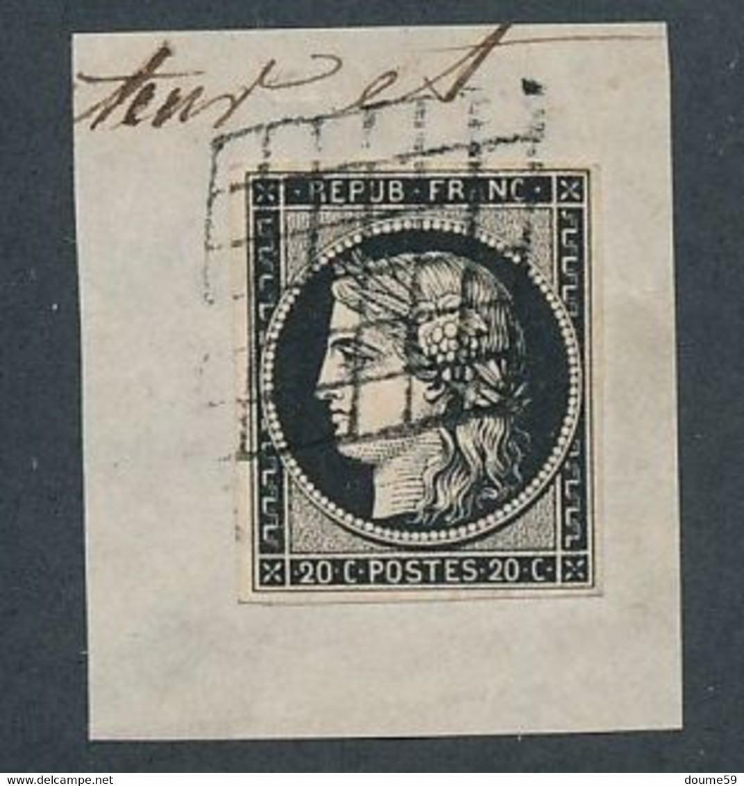 FB-521: FRANCE: Lot Avec N°3h (noir Intense) Obl Sur Mini Fragment Signé - 1849-1850 Ceres