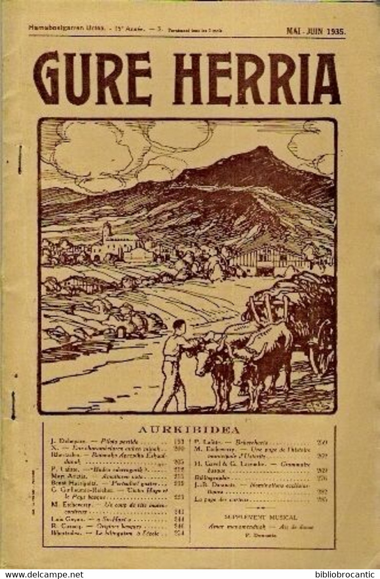 GURE HERRIA/Mai-Juin 1935 - REVUE REGIONALISTE PAYS BASQUE:PELOTA PARTIDA/V.HUGO/SOMMAIRE SUR SCAN - Pays Basque