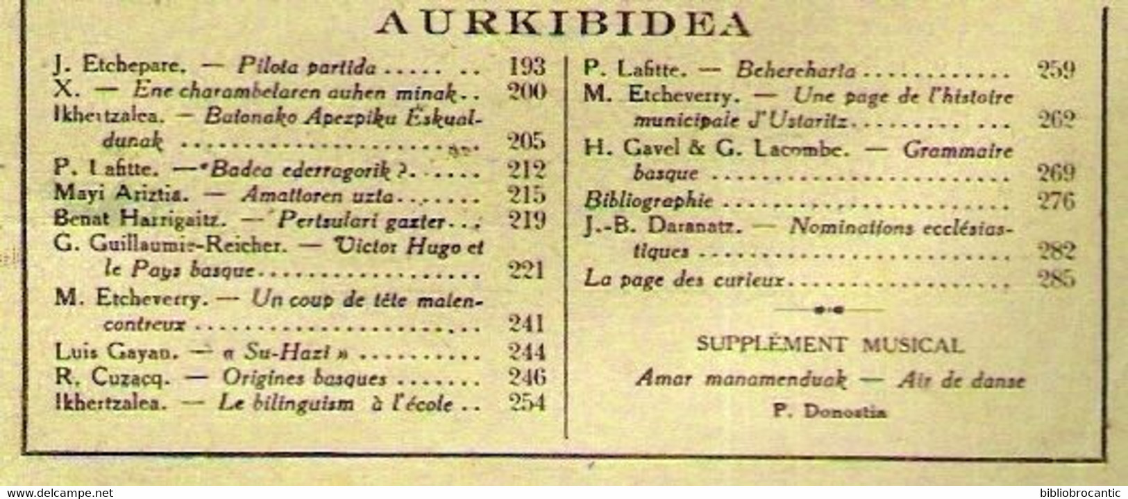 GURE HERRIA/Mai-Juin 1935 - REVUE REGIONALISTE PAYS BASQUE:PELOTA PARTIDA/V.HUGO/SOMMAIRE SUR SCAN - Pays Basque