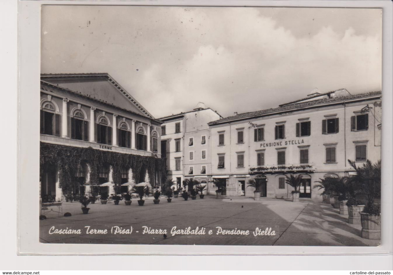 CASCIANA  TERME  PISA  PIAZZA GARIBALDI E PENSIONE STELLA  VG  1954 - Pisa