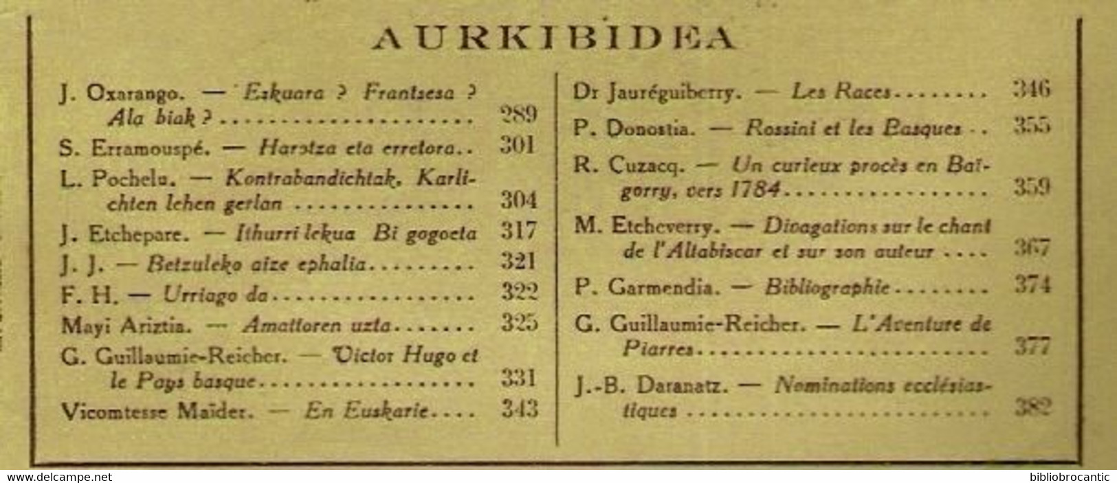 *GURE HERRIA*Juillet-Août 1935/ EN EUSKARIE /ROSSINI ET LES BASQUES..Etc.. /SCAN SOMMAIRE - Baskenland