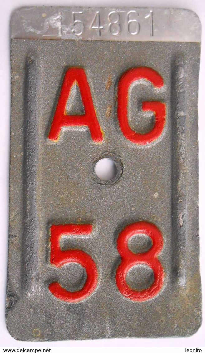 Velonummer Aargau AG 58 - Plaques D'immatriculation