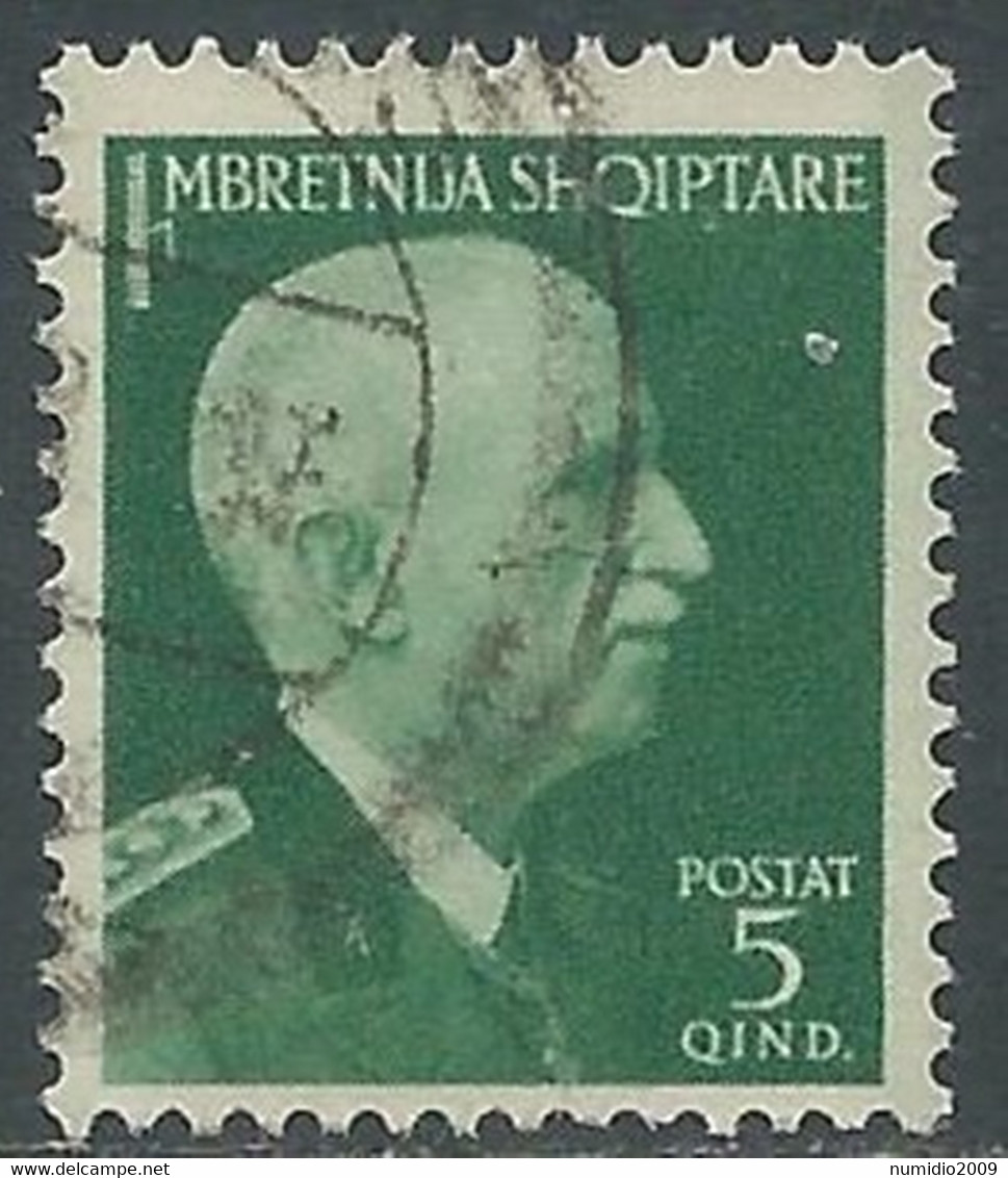 1939-40 ALBANIA USATO SERIE ORDINARIA 5 Q - RF20-3 - Albanie