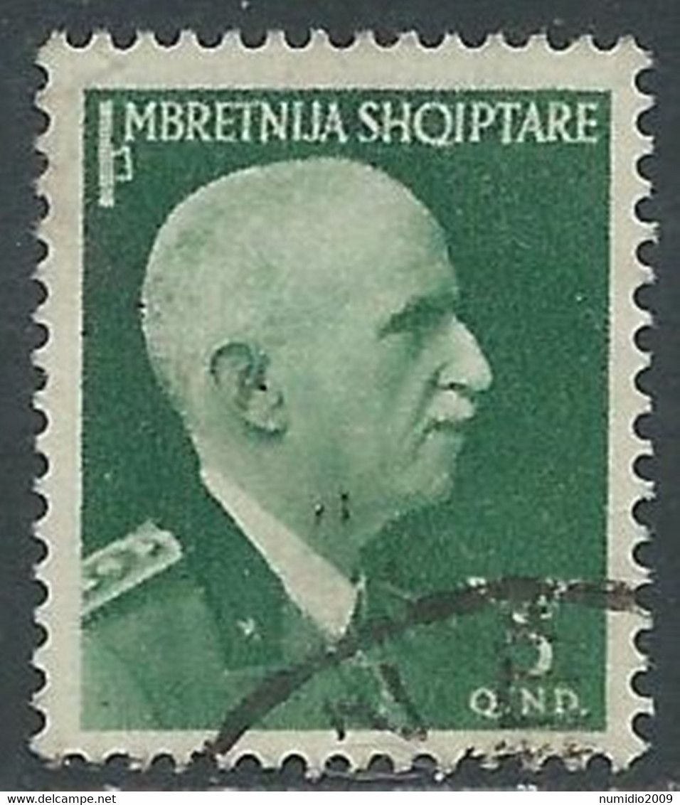 1939-40 ALBANIA USATO SERIE ORDINARIA 5 Q - RF20-7 - Albanië