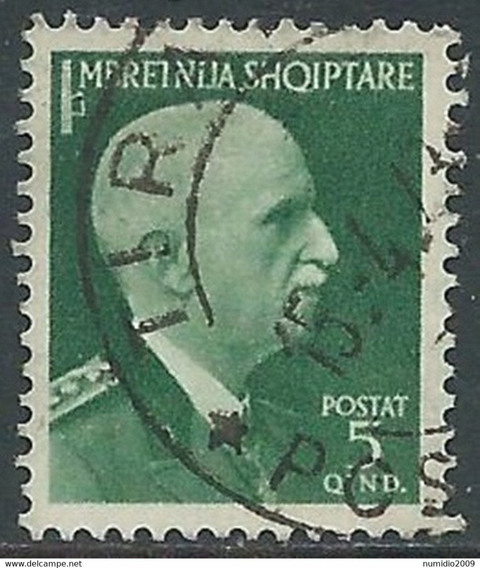 1939-40 ALBANIA USATO SERIE ORDINARIA 5 Q - RF20-8 - Albania