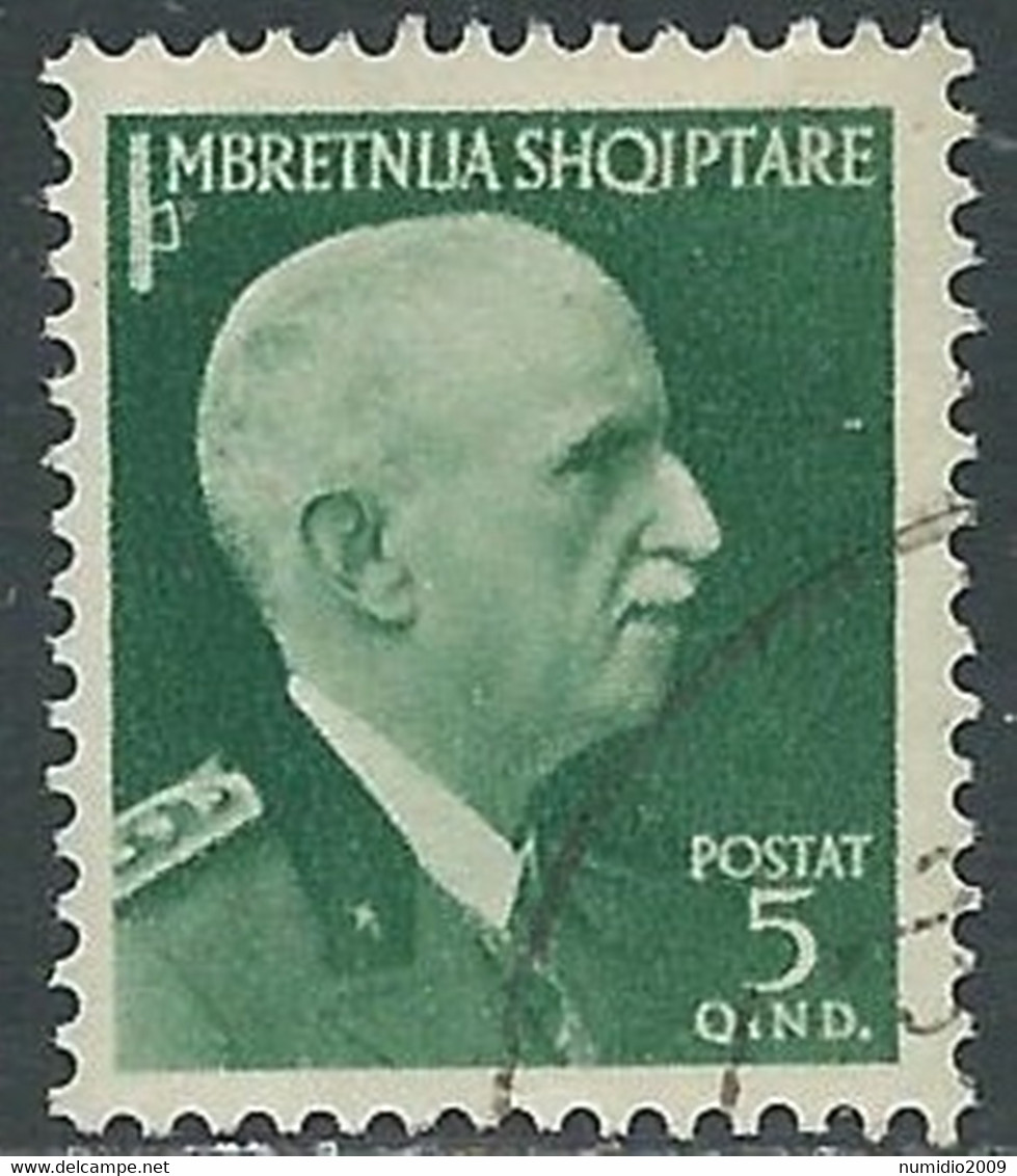 1939-40 ALBANIA USATO SERIE ORDINARIA 5 Q - RF20-9 - Albanie