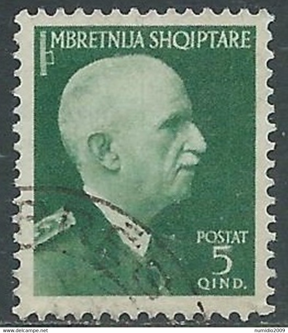 1939-40 ALBANIA USATO SERIE ORDINARIA 5 Q - RF34 - Albanië