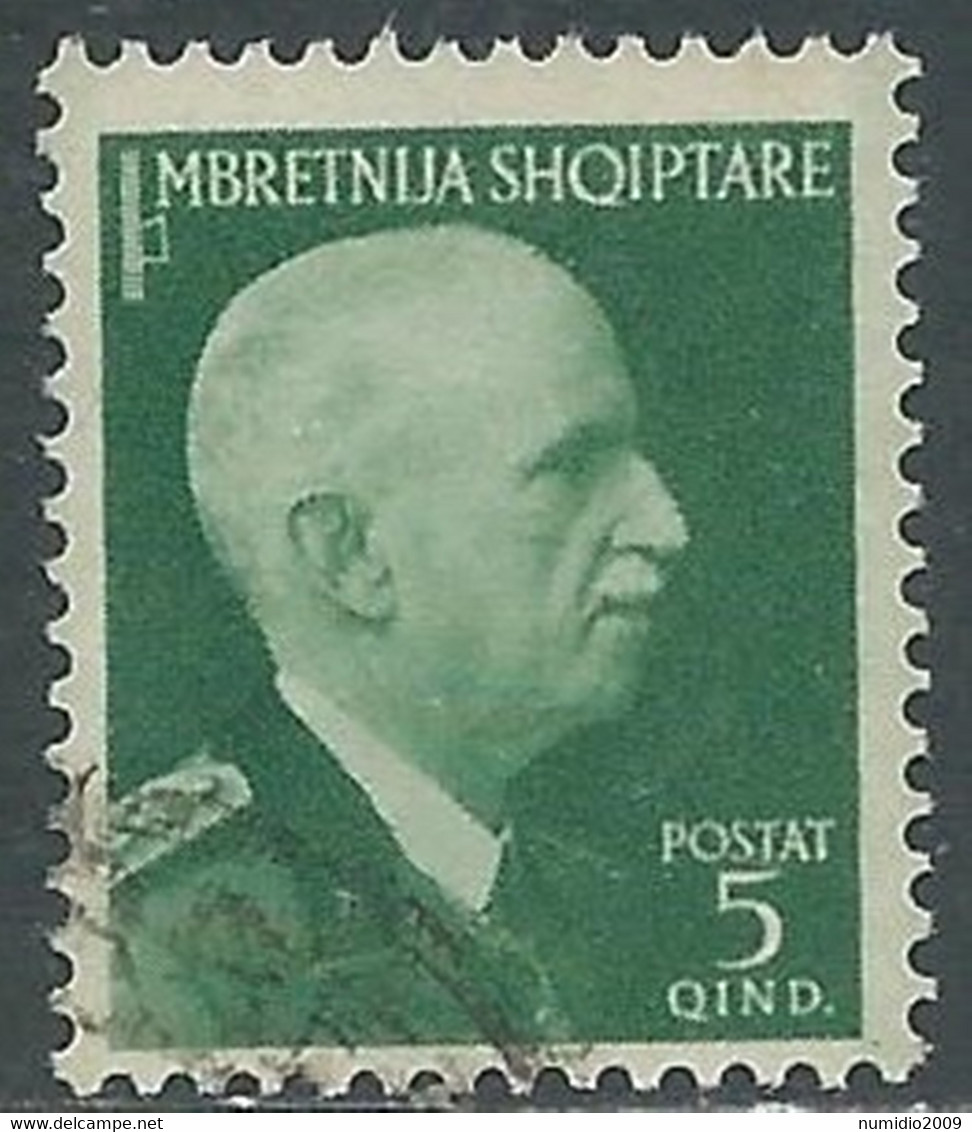 1939-40 ALBANIA USATO SERIE ORDINARIA 5 Q - RF34-2 - Albania