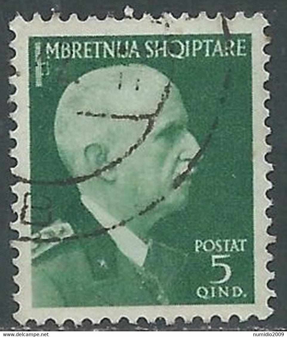 1939-40 ALBANIA USATO SERIE ORDINARIA 5 Q - RF34-3 - Albanië