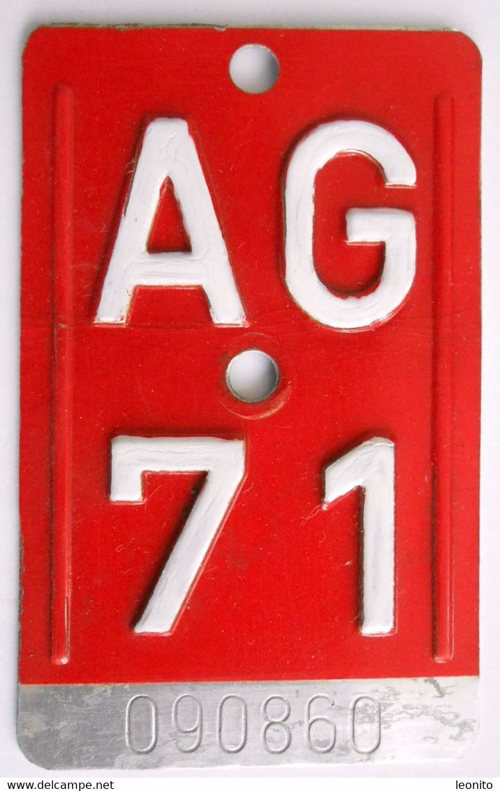 Velonummer Aargau AG 71 - Plaques D'immatriculation