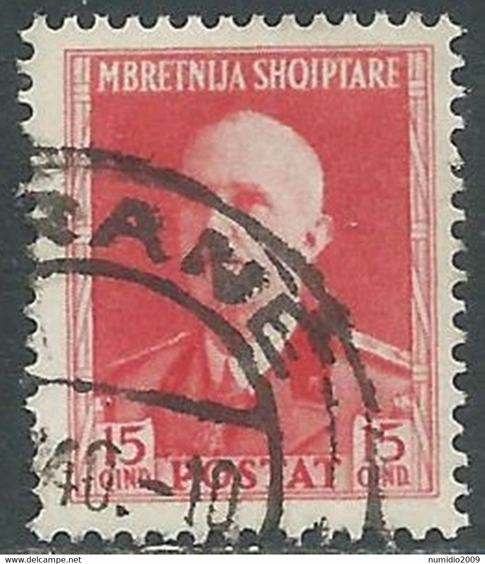 1939-40 ALBANIA USATO SERIE ORDINARIA 15 Q - RF20-7 - Albania