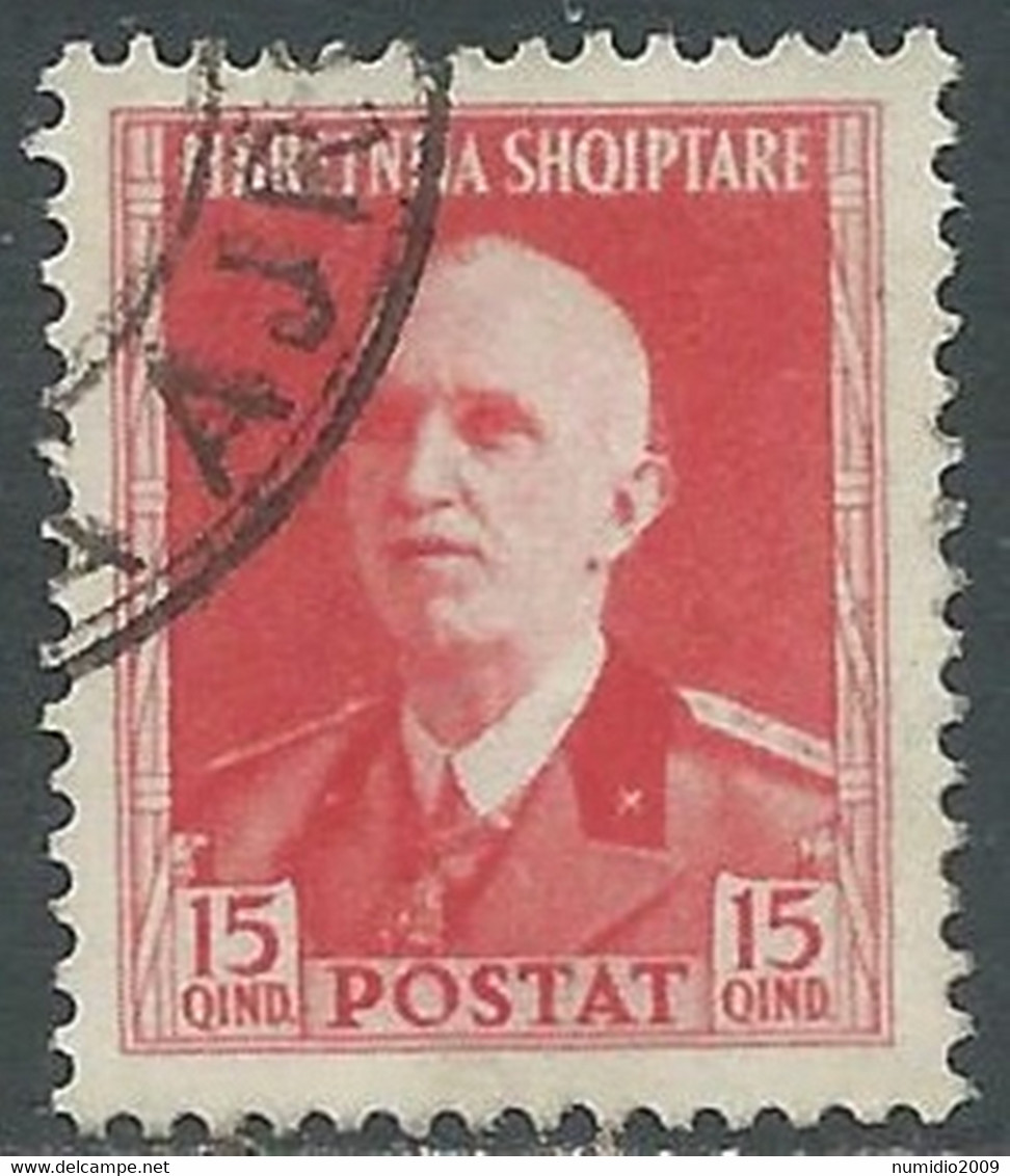 1939-40 ALBANIA USATO SERIE ORDINARIA 15 Q - RF20-8 - Albania