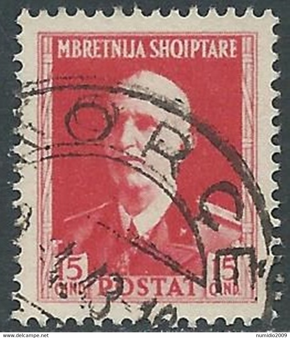 1939-40 ALBANIA USATO SERIE ORDINARIA 15 Q - RF34-2 - Albanië