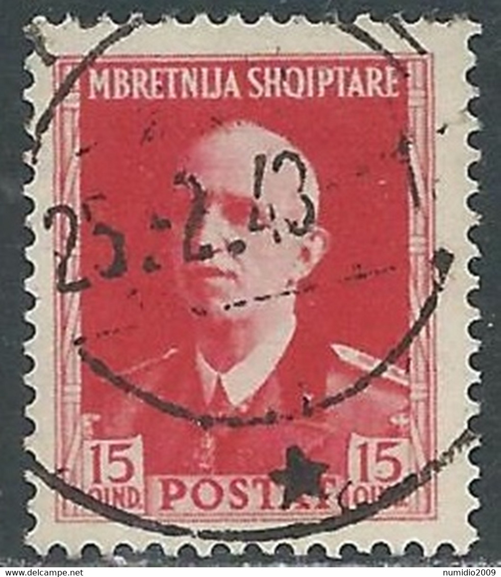 1939-40 ALBANIA USATO SERIE ORDINARIA 15 Q - RF34-3 - Albanië