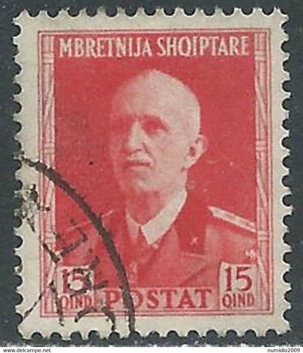 1939-40 ALBANIA USATO SERIE ORDINARIA 15 Q - RF34-4 - Albanien