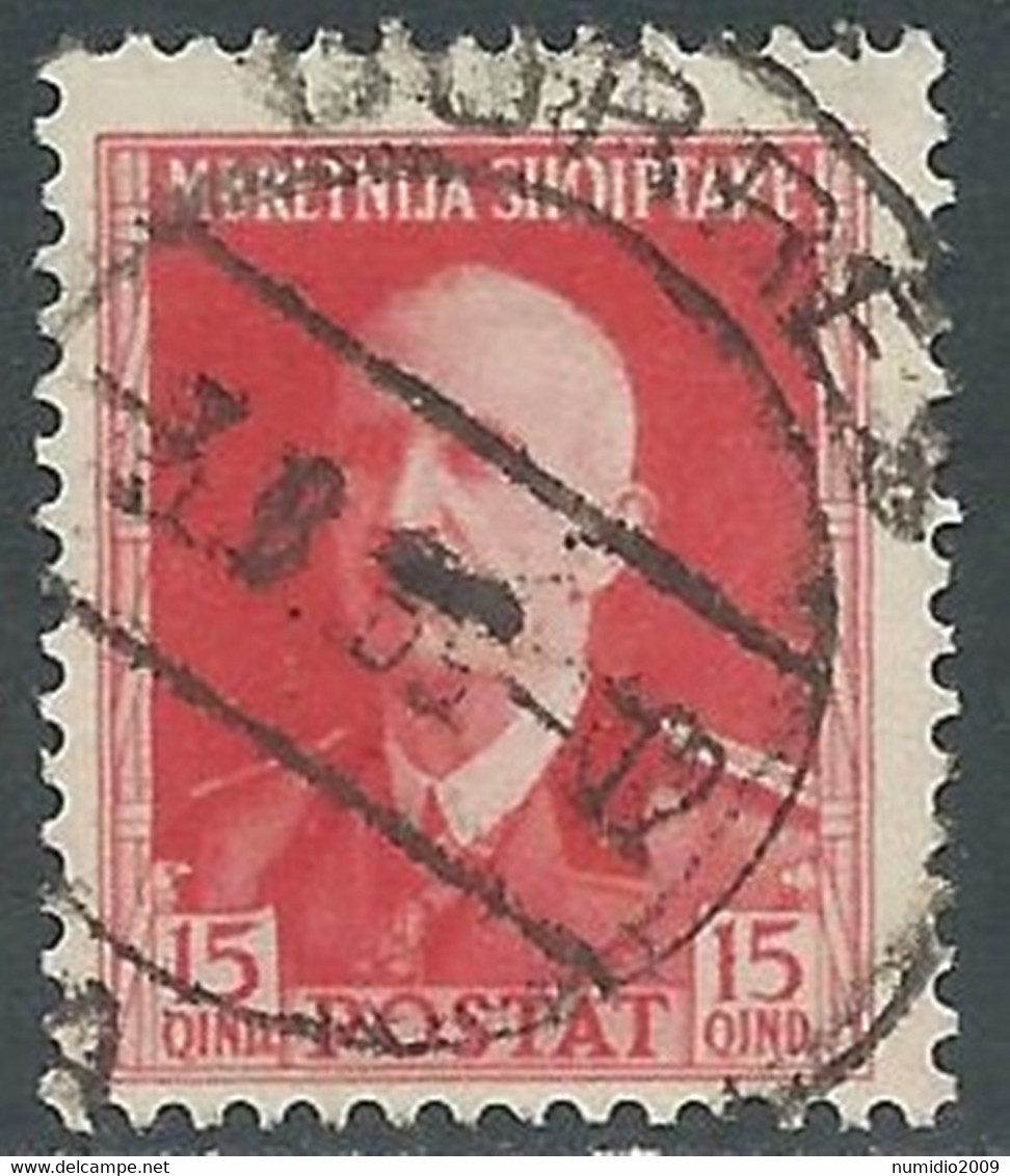 1939-40 ALBANIA USATO SERIE ORDINARIA 15 Q - RF34-6 - Albanië