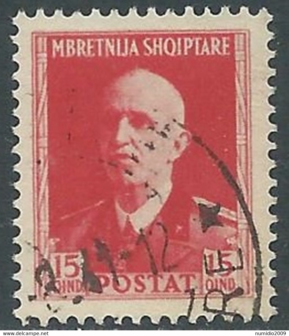 1939-40 ALBANIA USATO SERIE ORDINARIA 15 Q - RF34-8 - Albanien