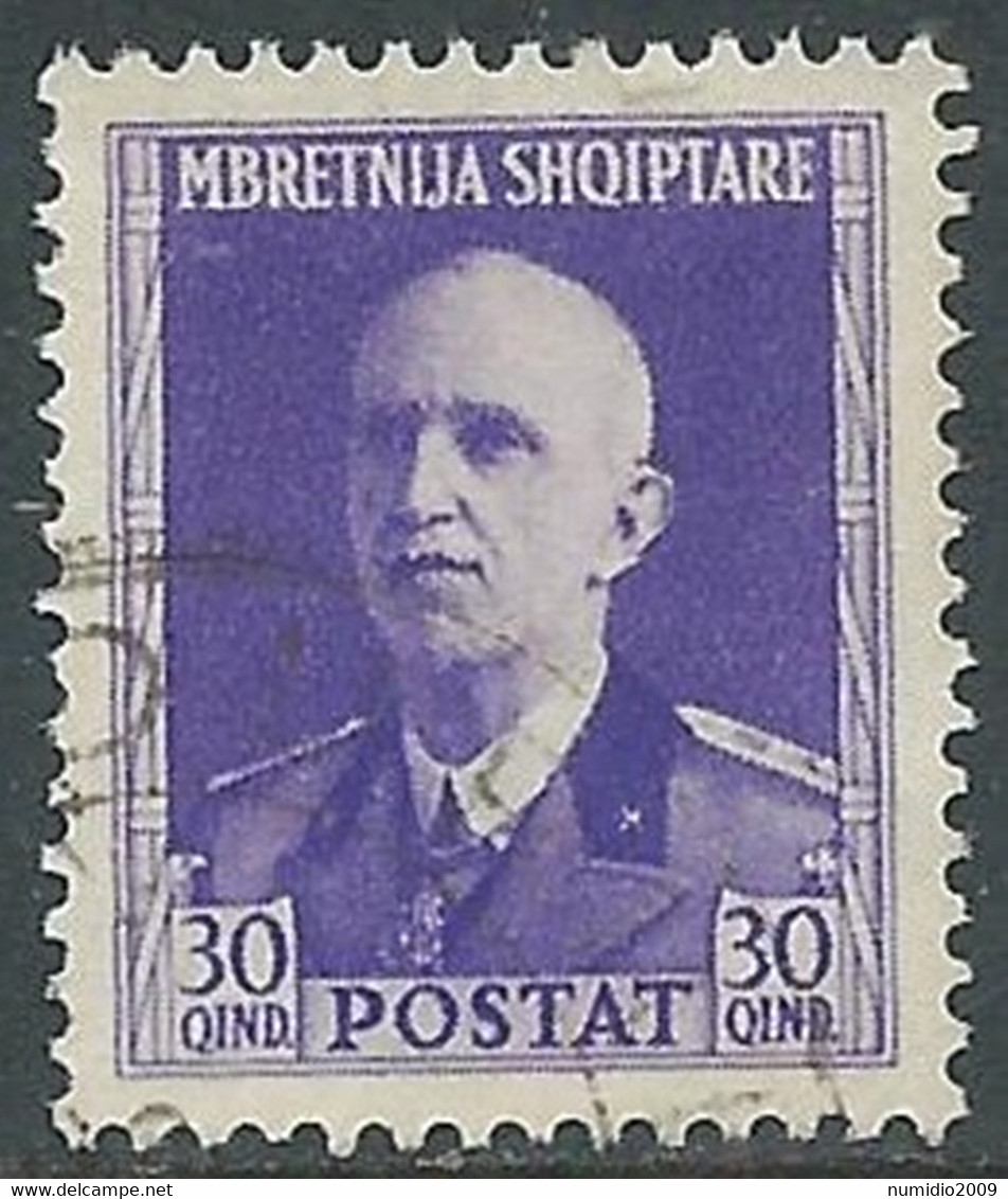 1939-40 ALBANIA USATO SERIE ORDINARIA 30 Q - RF20-9 - Albania