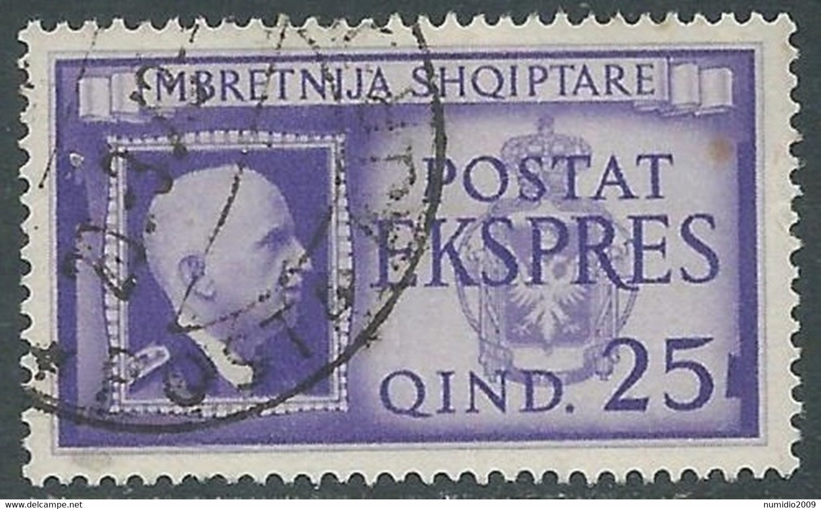 1940 ALBANIA ESPRESSO USATO EFFIGIE 25 Q - RF29-3 - Albania