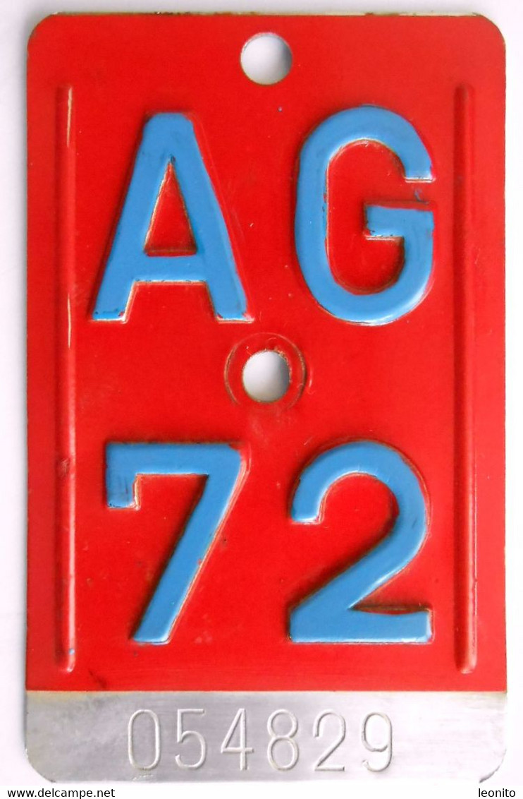 Velonummer Aargau AG 72 - Plaques D'immatriculation