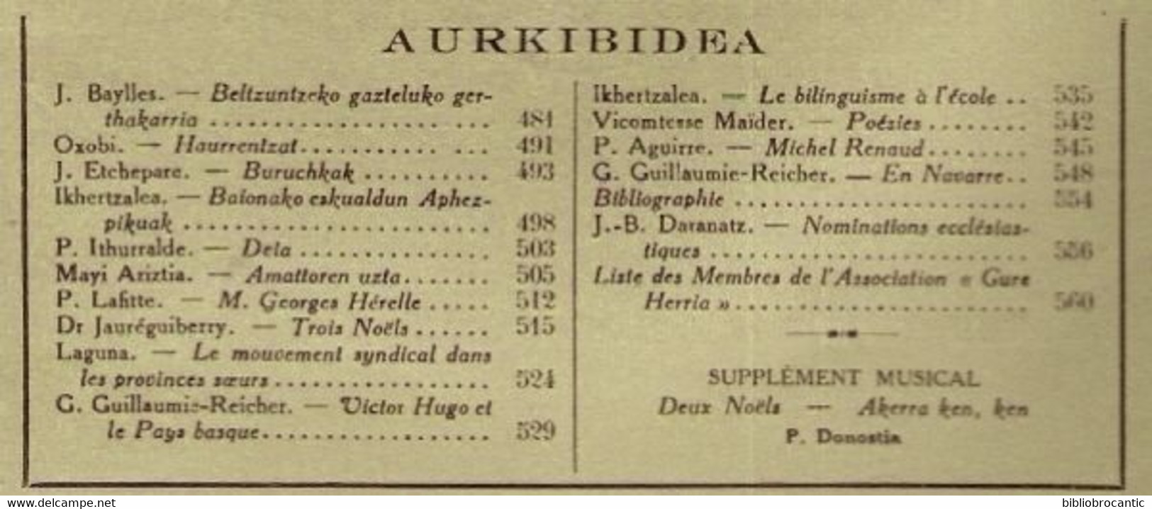 *GURE HERRIA*Novembre-Décembre 1935/BURUCHKAK/HAURRENTZAT/Etc.. /SCAN SOMMAIRE - Pays Basque