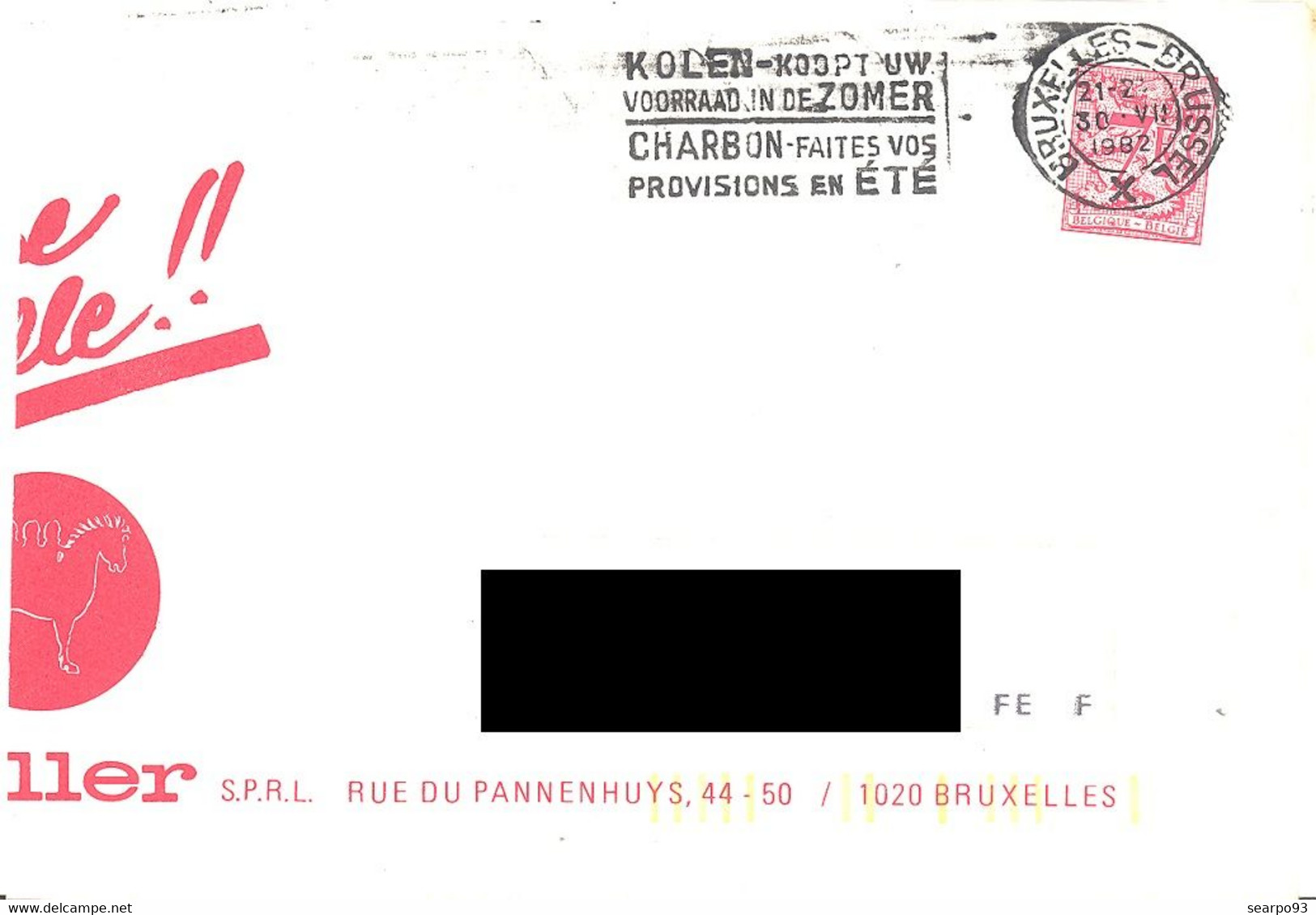 BELGIUM. POSTMARK. MAKE YOUR COAL FORECASTS IN SUMMER. 1984 - Otros & Sin Clasificación