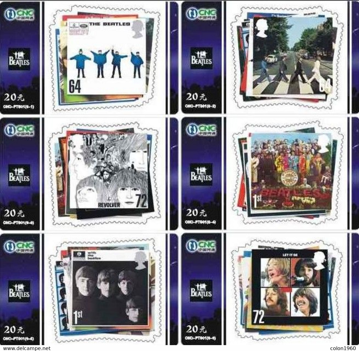 CHINA. THE BEATLES. SERIE OF 6 CARDS. (004) - Musique