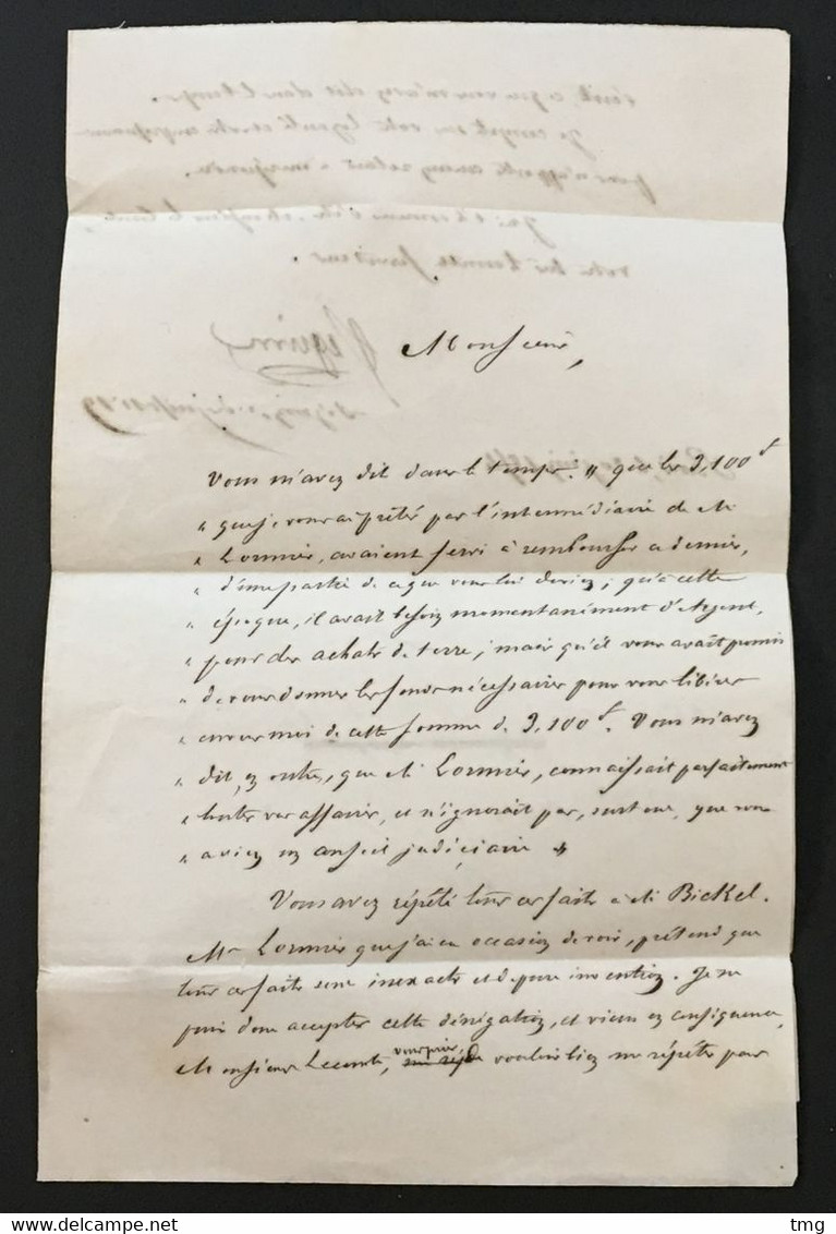 Lettre Paris Port Du Avec Cachet Distribution Taxe 15c SERVICE N°2 En Bleu 21.6.1854, France – 4ciel - Other & Unclassified