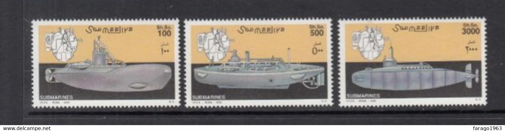2000 Somalia Submarines Military Navy Complete Set Of 3 MNH - Somalia (1960-...)