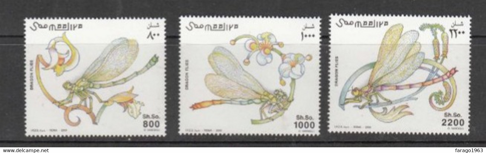 2003 Somalia Dragonflies Insects Complete Set Of 3 MNH - Somalia (1960-...)