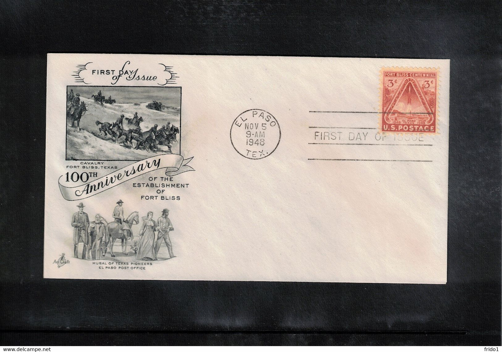 USA 1948 Fort Bliss Texas 100th Anniversary FDC - 1941-1950